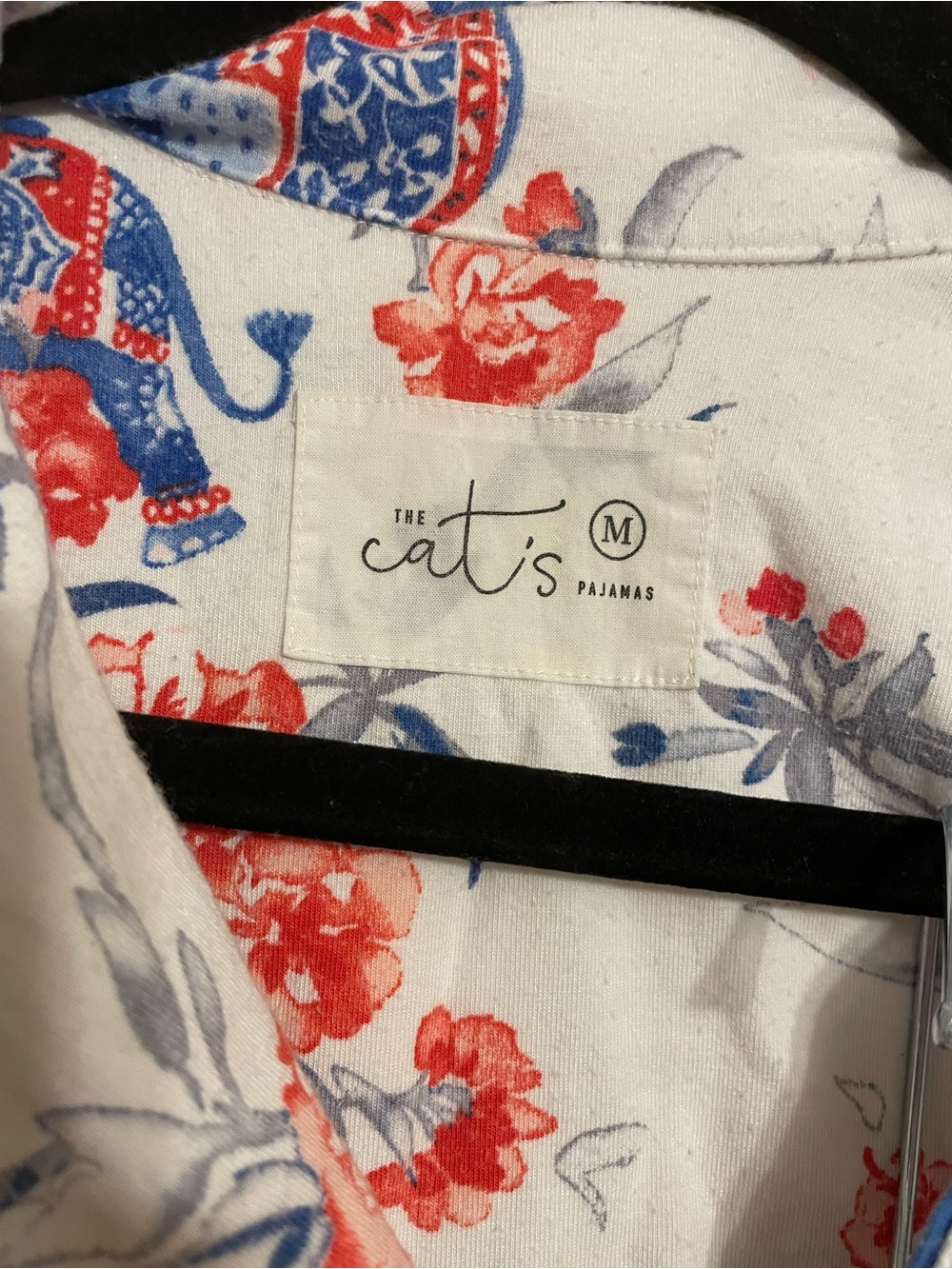 The Cat’s Pajamas Safari Floral Luxe Pima Button Top Size medium - Picture 2 of 5